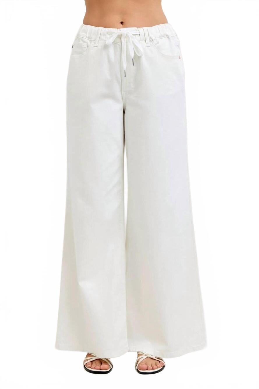 NEW JUDY BLUE featherweight palazzo wide leg jeans in white